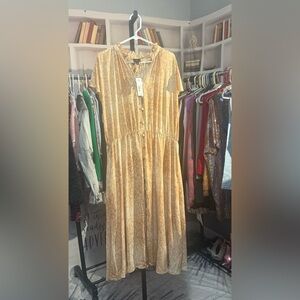 Worthington Gold Maxi Dress with Ruffle Collar